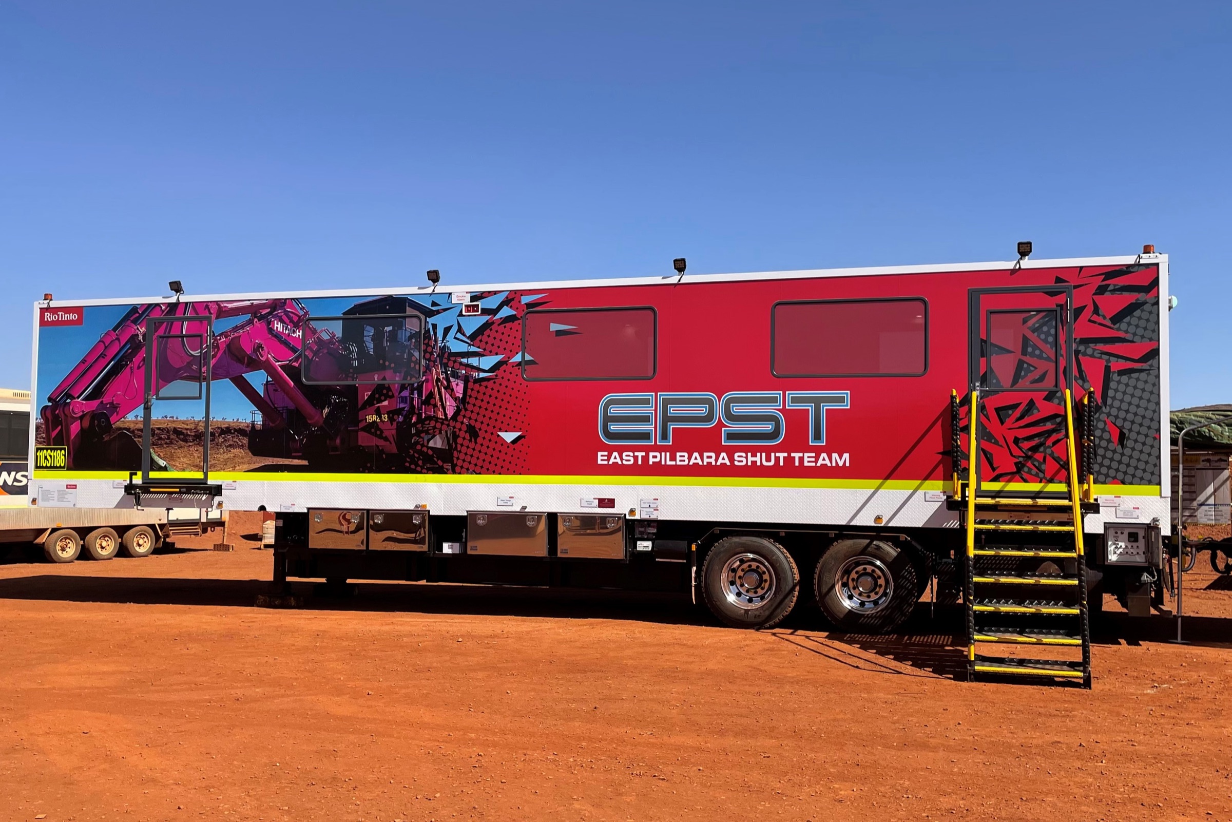 Shutdown trailer on red earth